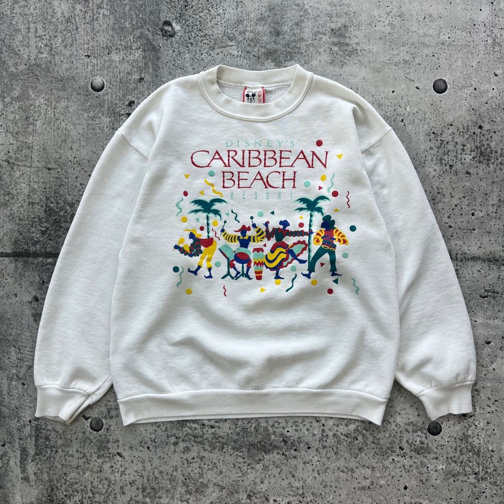 Vintage Disney Sweatshirt Mens Large White Caribbean Beach Resort Mickey 90s